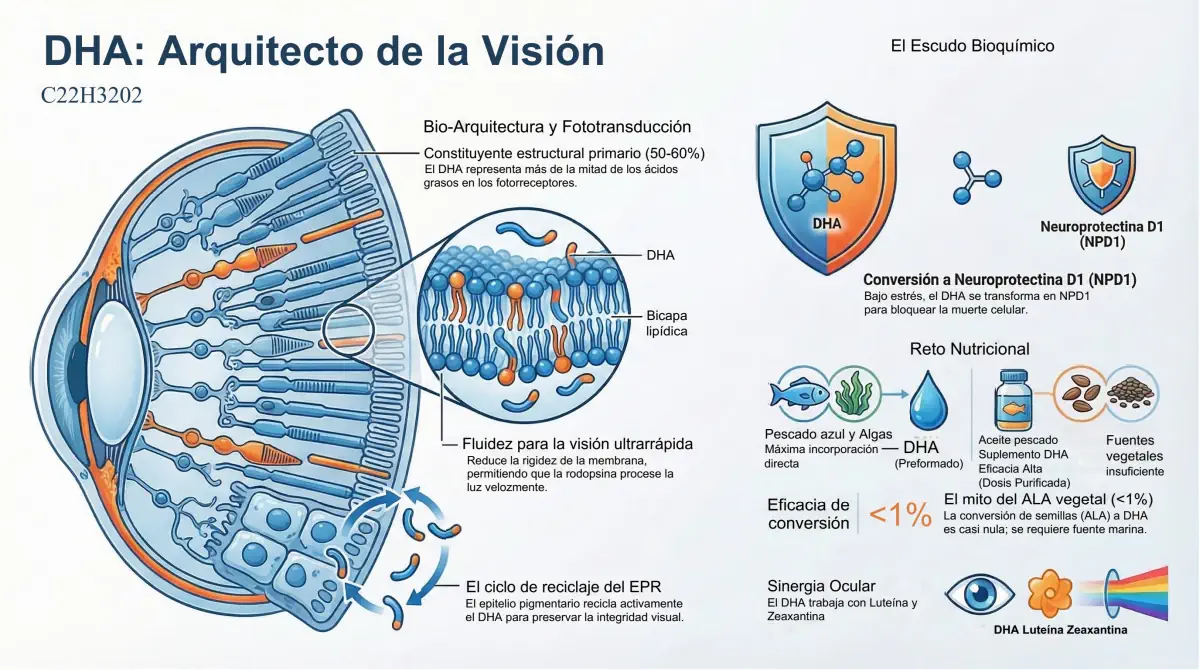 Importancia del DHA para salud ocular - Infografía